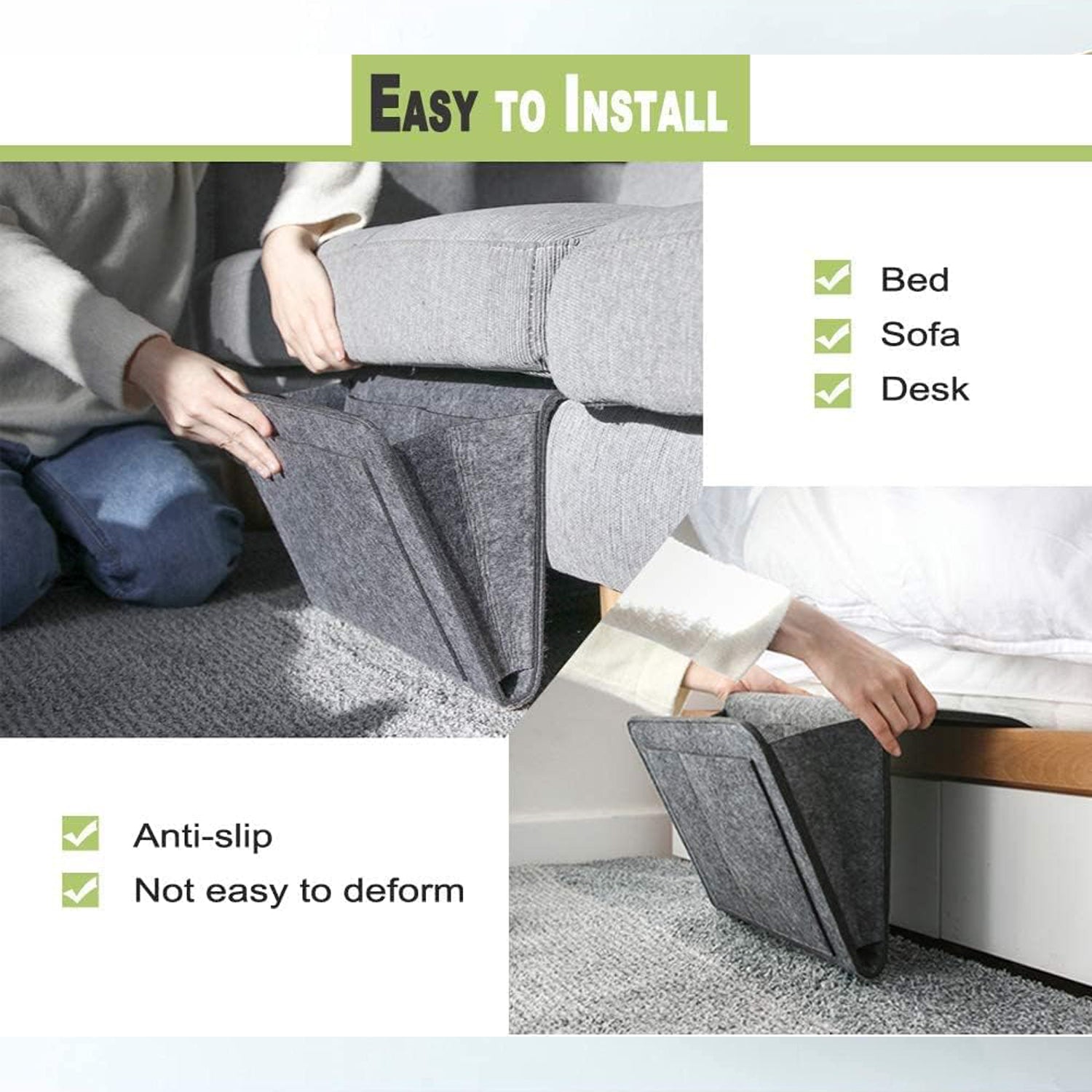 Flat Bedside Caddy, Bed Side Pocket Storage Organizer Bag with 5 Pockets (1 Pc) Flat Bedside Caddy, Bed Side Pocket Storage Organizer Bag with 5 Pockets (1 Pc)